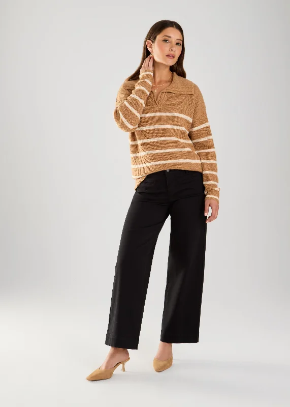 Collared Striped Sweater Sophisticated Women's 