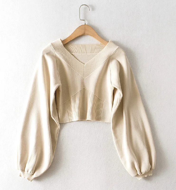 Simple v-neck long sleeve sweater  144 Refined Women's Classic 