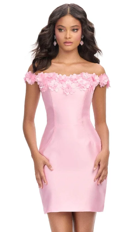 Ashley Lauren 4784 - Floral Appliqued Straight Neckline Cocktail Dress Edgy Women's Punk