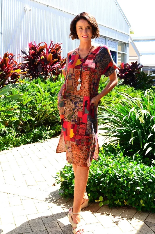Rust Orange Playful Tunic Dress Dynamic Women's Moto