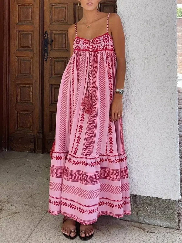 Ethnic Style Crochet Patchwork Graceful Knitted Slip Maxi Dress Relaxed Women's Beachy Ethnic Style Crochet Patchwork Graceful Knitted Slip Maxi Dress Relaxed Women's Beachy