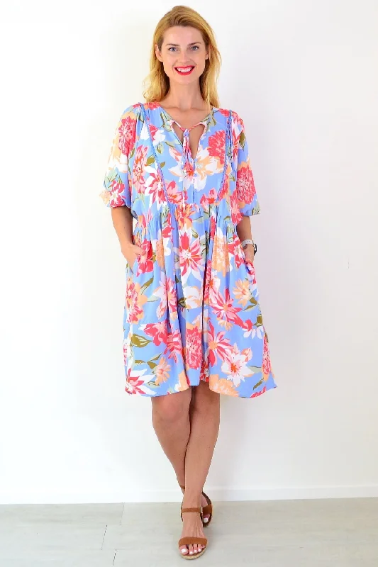 Sky Blue Tropical Garden Dress Tunic purpose