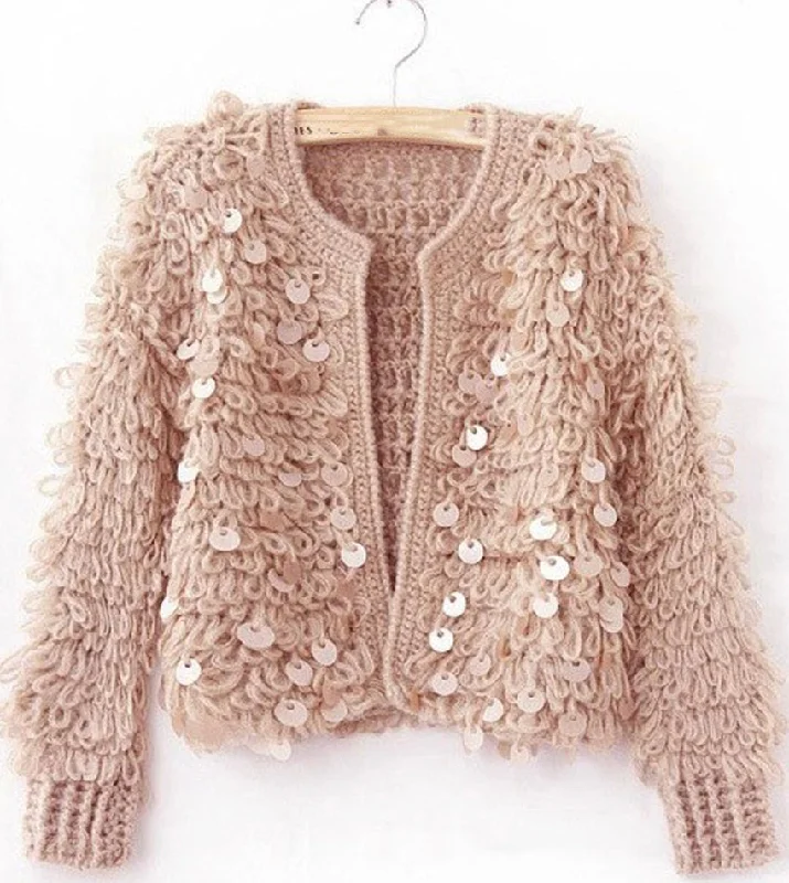 Stylish sequin cardigan sweater  146 Disco