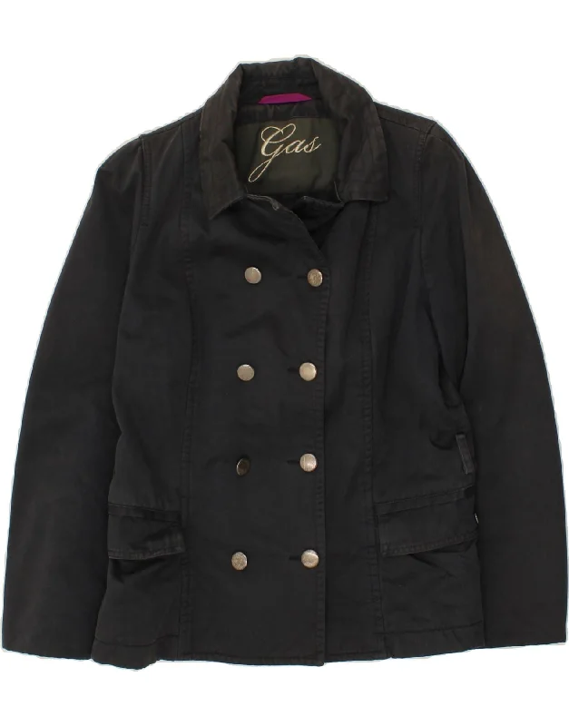 GAS Womens Pea Coat IT 48 XL Grey Cotton Elegant Women's Formal 