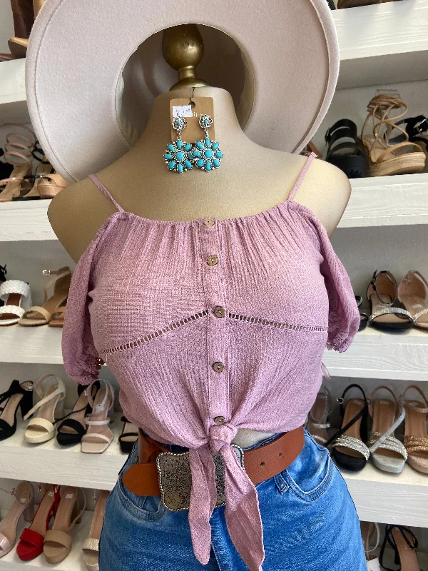 Pink Mauve Button Up Top Minimalist Women's Casual