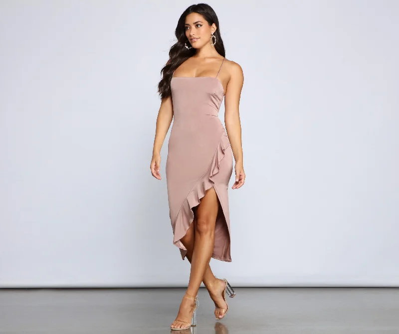 City Chic Stylish Ruffled Midi Dress British Gentlewoman Style