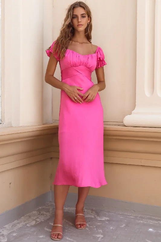 Claudia Midi Dress - Hot Pink Dynamic Women's High - energy