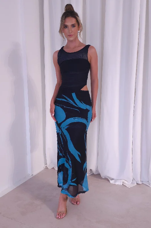 Guccio Bodycon Maxi Dress | Black Dynamic Women's High - energy