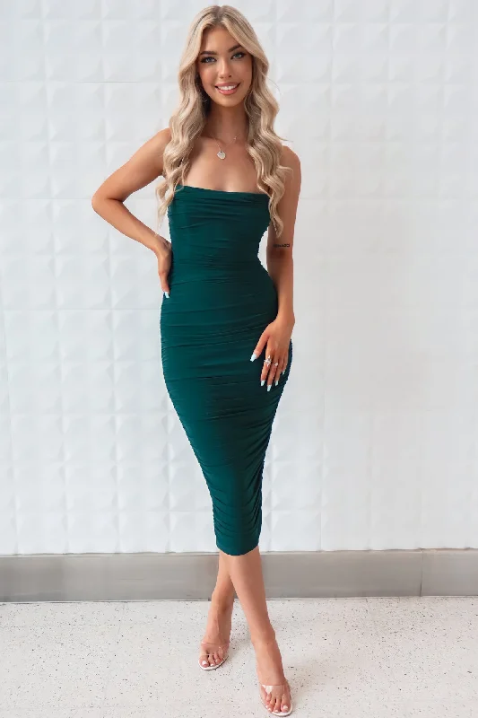 Eliana Midi Dress - Emerald Green Trendy Women's Oversized