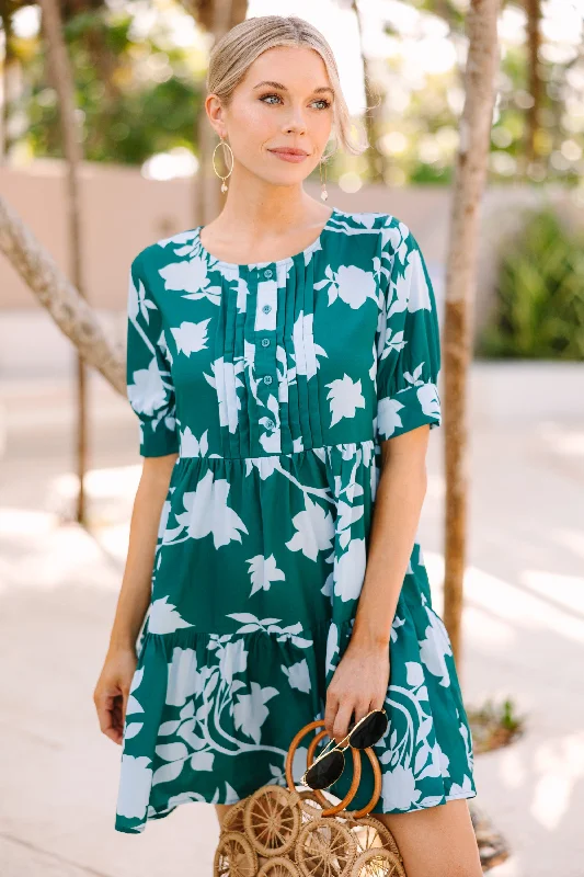 Here For You Green Floral Babydoll Dress Refined Women's Classic 