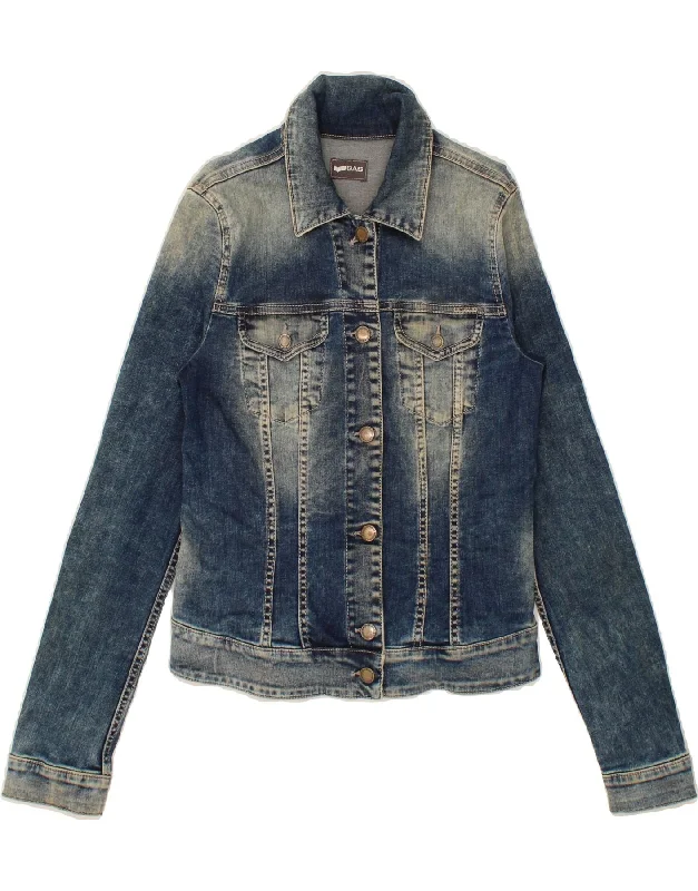 GAS Womens Crop Denim Jacket UK 10 Small Blue Cotton Refined Women's 