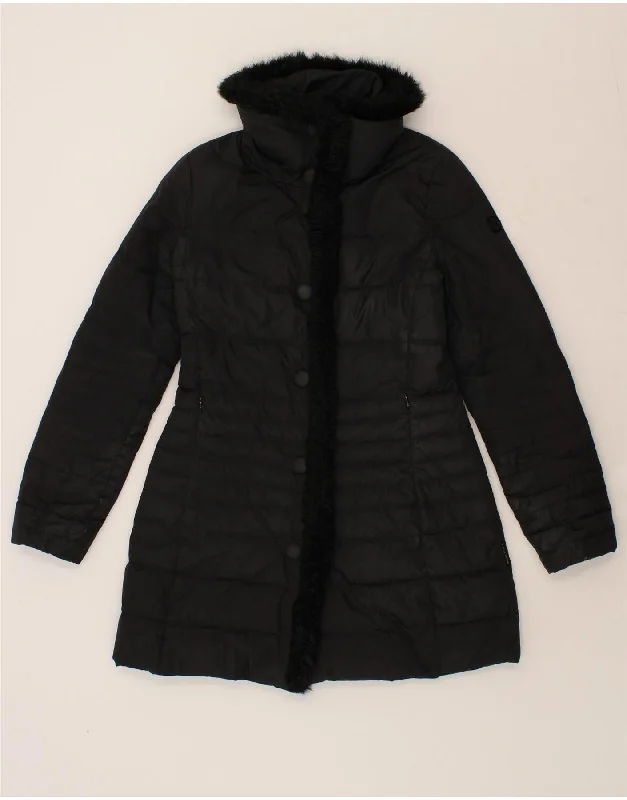 ARMANI JEANS Womens Padded Coat IT 44 Medium Black Polyester Relaxed Women's Beachy