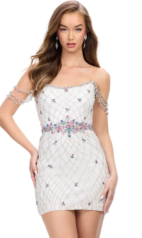 Ashley Lauren 4702 - Scoop Neck Rhinestone Embellished Cocktail Dress Artistic Women's Hand - painted Ashley Lauren 4702 - Scoop Neck Rhinestone Embellished Cocktail Dress Artistic Women's Hand - painted