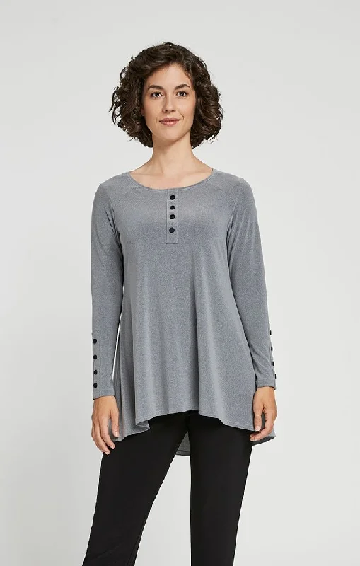 Sympli, 22219Z-3 Icon Henley, BLK Refined Women's Hand - crafted