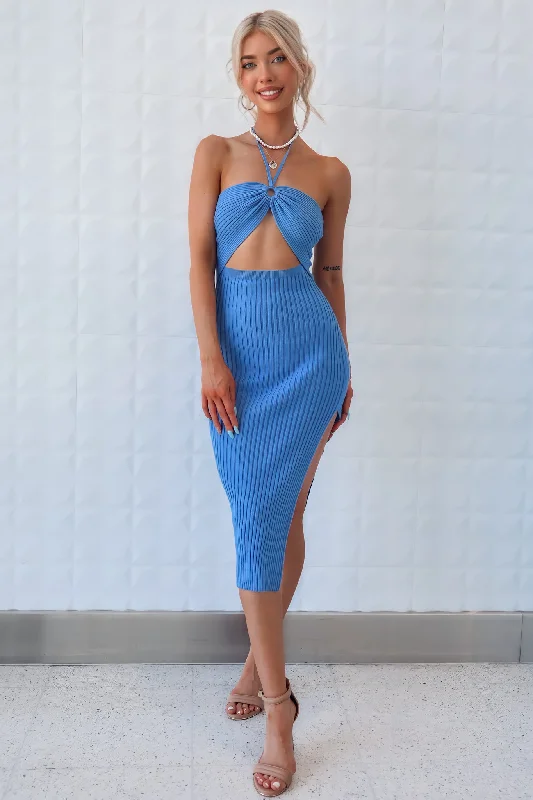 Malibu Midi Dress - Blue Sophisticated Women's 