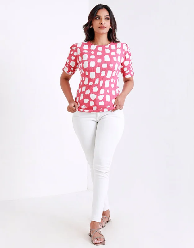 Print T-Shirt with Short Sleeves Dapper Women's Bow - adorned
