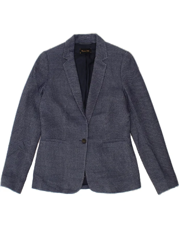 MASSIMO DUTTI Womens 1 Button Blazer Jacket EU 38 Small Blue Relaxed Women's Beachy