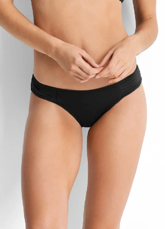 Seafolly Pleated Hipster Bikini Pant - Black Edgy Women's Punk