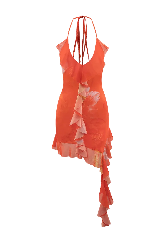 A&A Halter Neck Ruffle Mini Dress Relaxed Women's Beachy