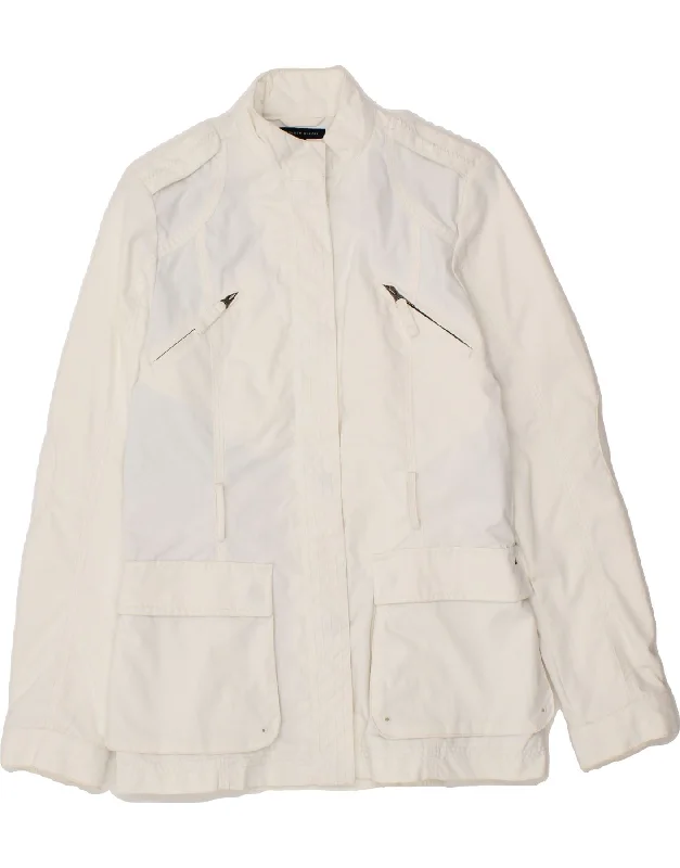 TOMMY HILFIGER Womens Military Jacket UK 6 XS White Nylon Hip Women's Urban
