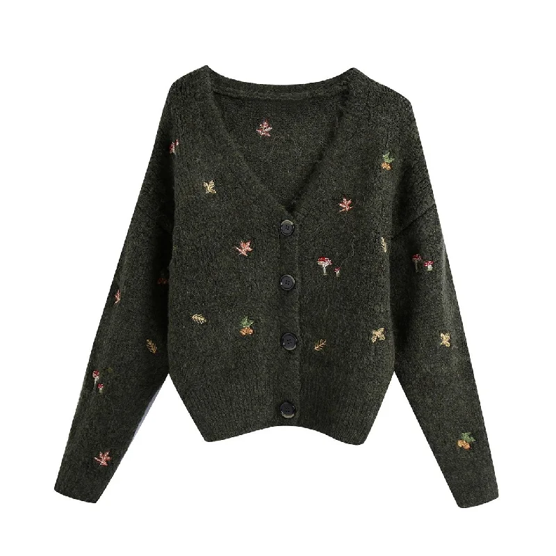 Autumn women's embroidered cardigan jacket  1344 British Gentlewoman Style