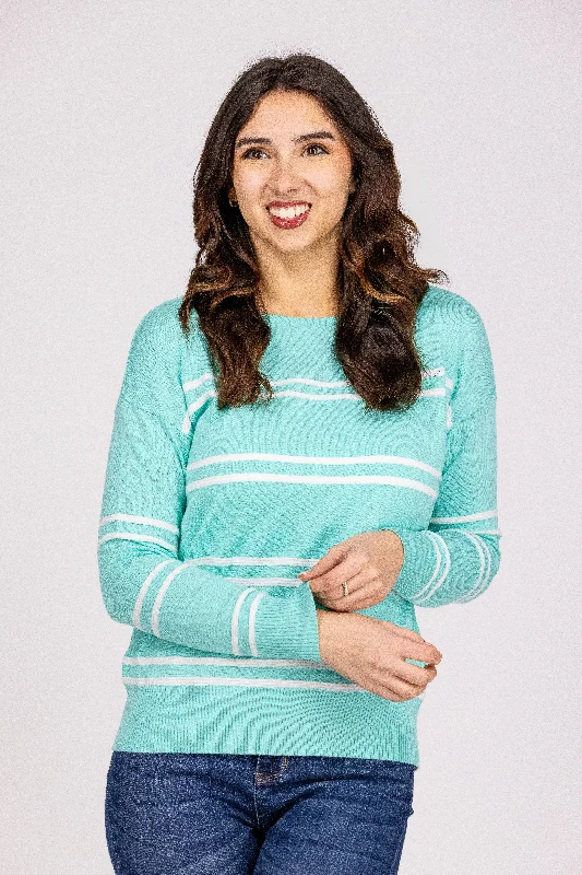 Fun and Fresh Style Women's Textured Striped Boatneck Pullover Sweater Modern Women's Fun and Fresh Style Women's Textured Striped Boatneck Pullover Sweater Modern Women's