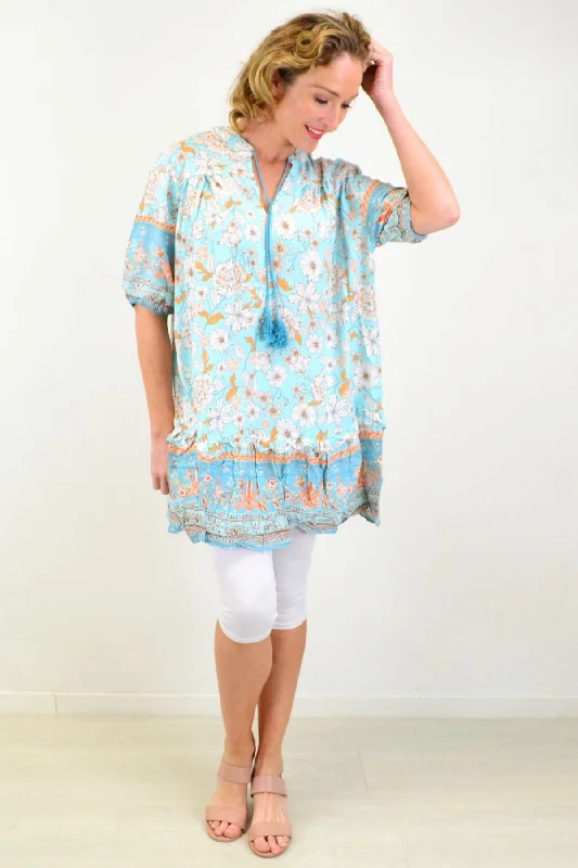 Spring Time Tassel Ruffle Tunic Top Sleek Women's Metallic