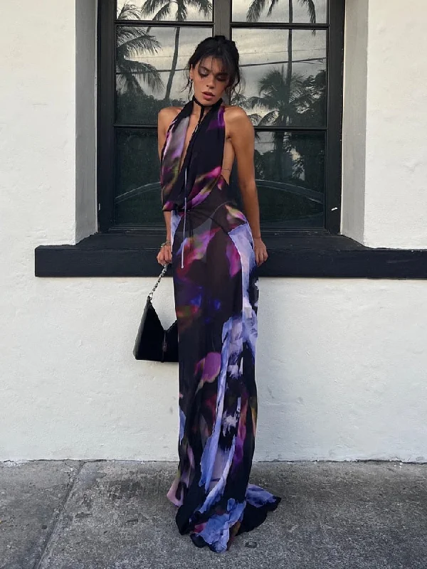 A&A Beach Mesh Summer Backless Maxi Dress Dynamic Women's High - energy