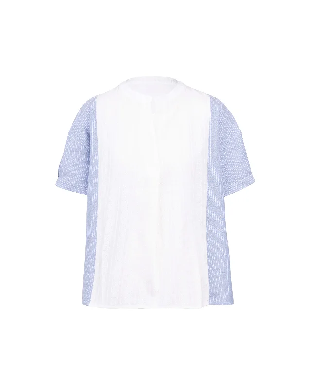 Cutwork Lace Mix Stripes Blouse Vacation