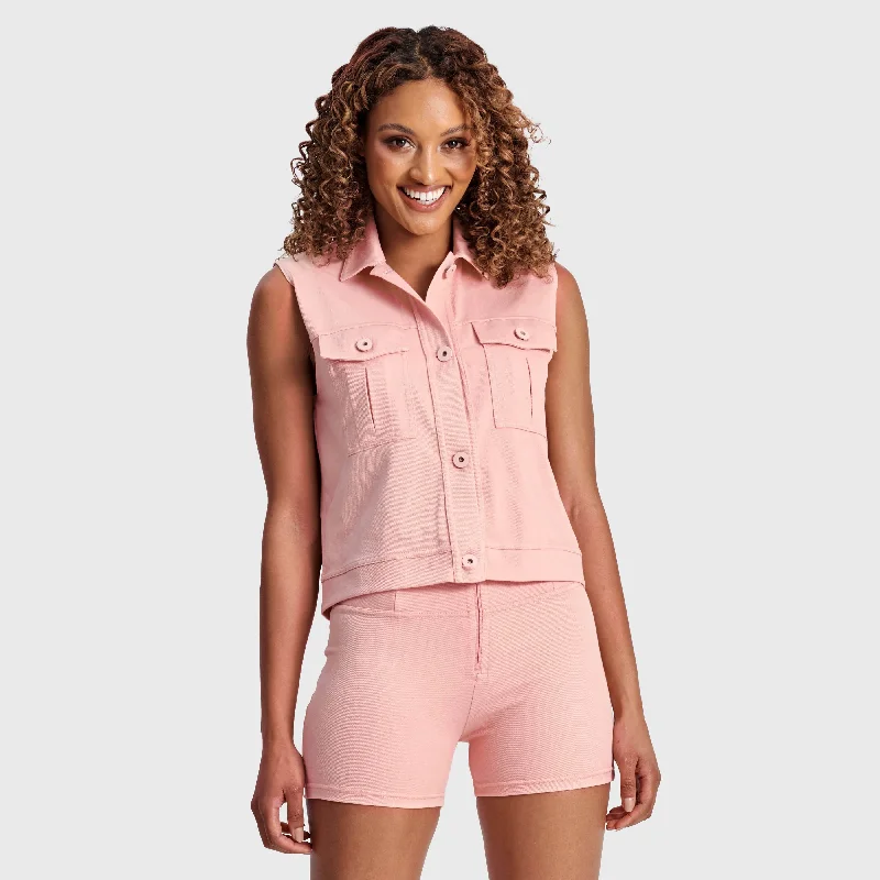 Pastel Vest - Pink Minimalist Women's Casual
