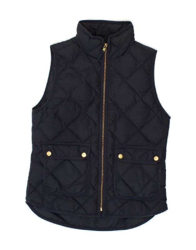 J. CREW Womens Quilted Gilet UK 6 XS Navy Blue Polyester Sophisticated Women's Tailored J. CREW Womens Quilted Gilet UK 6 XS Navy Blue Polyester Sophisticated Women's Tailored