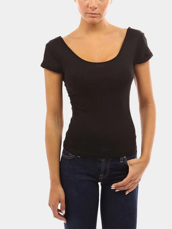 Custom Scoop Neck Lace Black T-Shirts Confident Women's Power