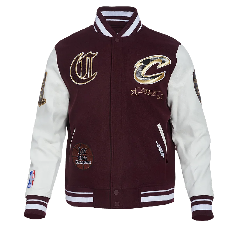 NBA CLEVELAND CAVALIERS PRO PREP WOOL MEN'S VARSITY JACKET (WINE/WHITE) Street