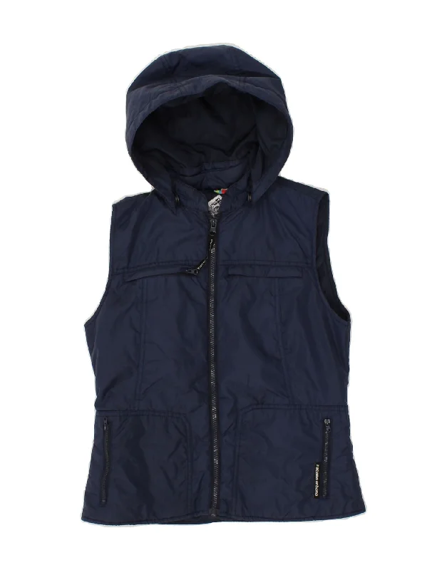 TUCANO URBANO Womens Hooded Gilet IT 40 Small Navy Blue Polyester Sporty Women's Tennis