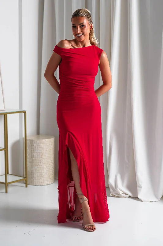 Cellinna Mesh Maxi Dress | Red Refined Women's Classic 
