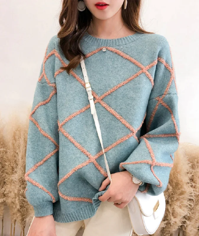 Cute round neck sweater long sleeve sweater  131 Unique Women's Upcycled