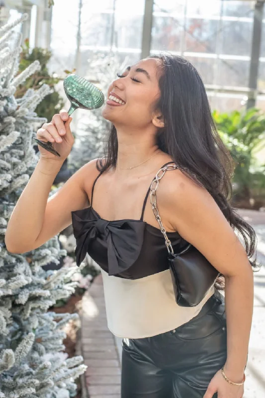 Take A Bow Crop Top Cozy Women's Sherpa - lined