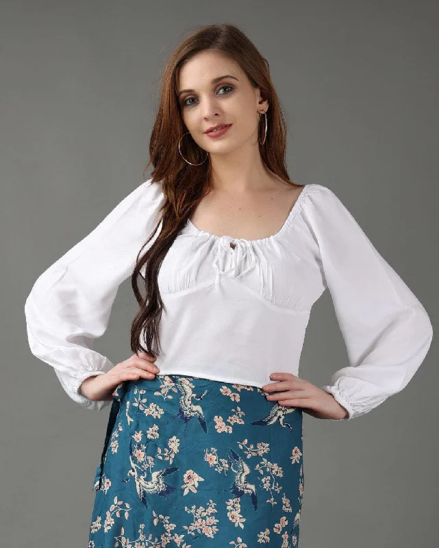 White Solid Bustier Crop Top Preppy Women's College