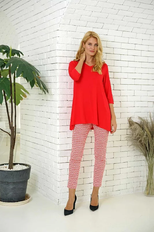 Orange by Fashion Village (Bamboo), V-689 Bamboo Tunic Geometric