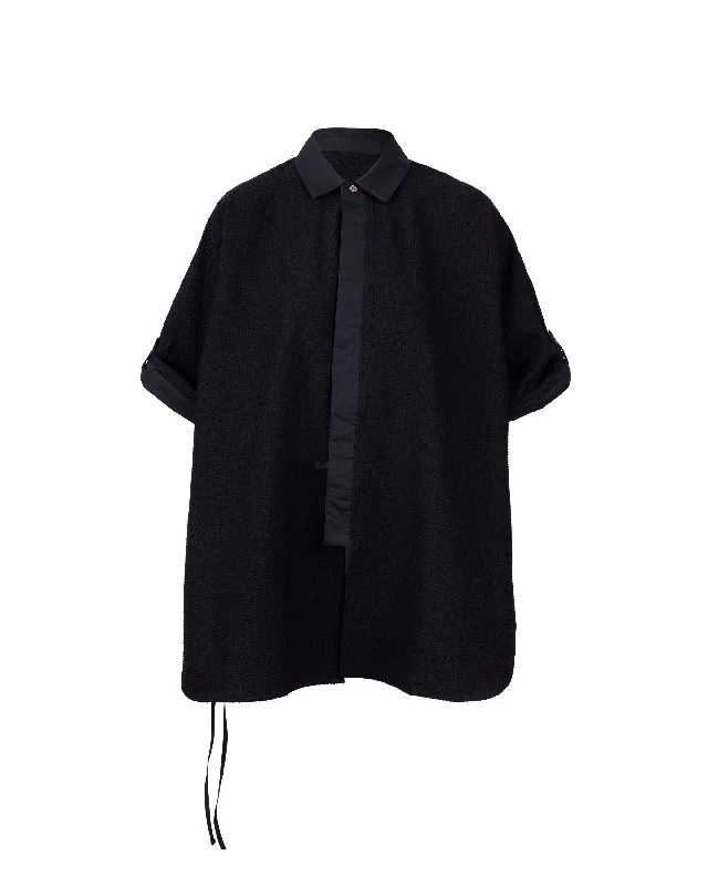 Seersucker Tunic Blouse Elegant Women's Formal 
