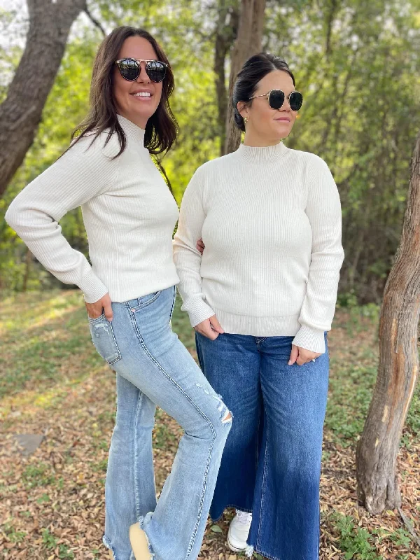 Cuddle Up Fleece Lined Sweater in Beige Casual Women's Loose - fitting