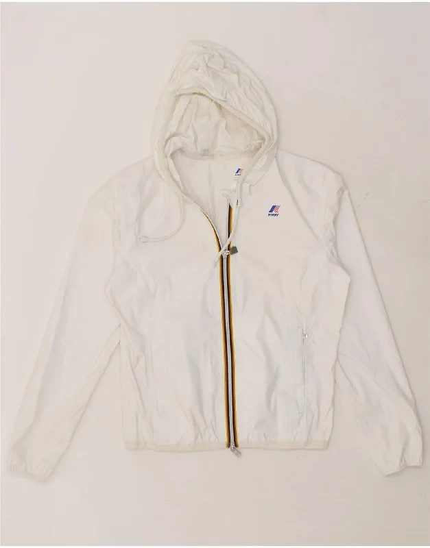 K-WAY Womens Hooded Rain Jacket US 7 Medium White Polyamide Dapper Women's Bow - adorned