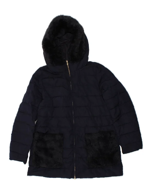MARELLA Womens EMME Hooded Padded Jacket UK 10 Small Navy Blue Polyester Artistic Women's Avant - 
