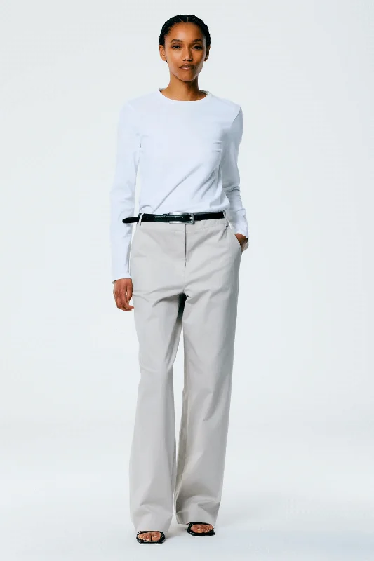 Tibi Long Sleeve Fitted T-Shirt - White Country