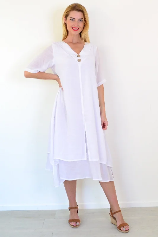 White Coconut Overlay Tunic Dress Refined Women's Velvet