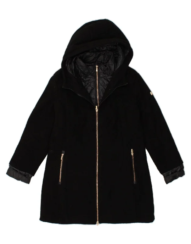 DACK'S Womens Hooded Overcoat UK 18 XL Black Athletic Women's High - 