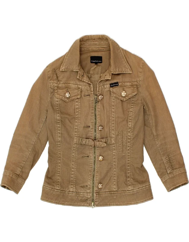 CALVIN KLEIN JEANS Womens Denim Jacket UK 12 Medium Beige Cotton Earthy Women's Hemp - based CALVIN KLEIN JEANS Womens Denim Jacket UK 12 Medium Beige Cotton Earthy Women's Hemp - based