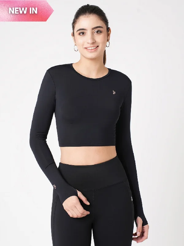 Black Tie-Up Crop Top Streetwear Style for 