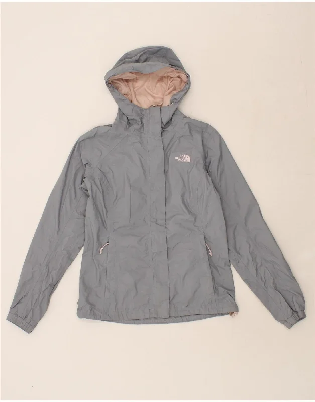 THE NORTH FACE Womens Hooded Rain Jacket UK 6 XS Grey Polyester Cashmere