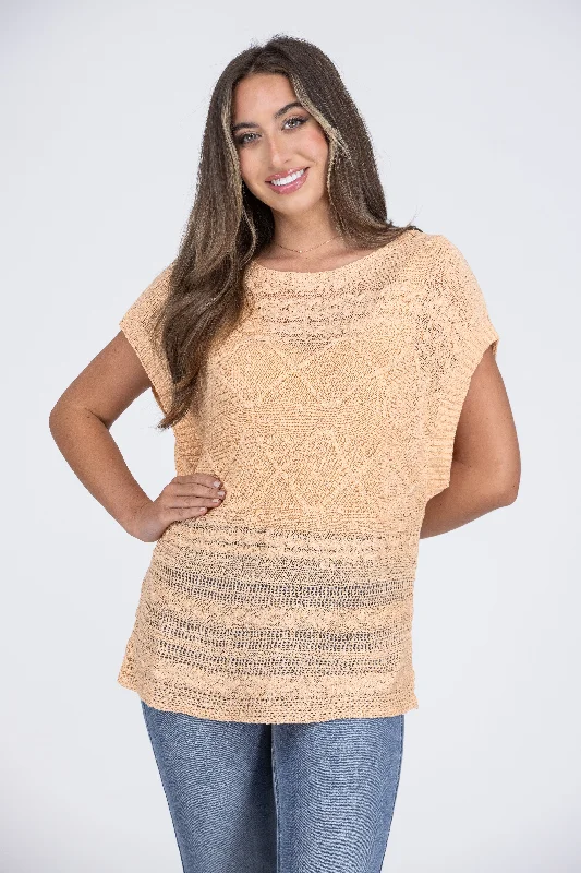 Soul Full Of Sunshine Women's Sweater Knit Short Sleeve Top Sleek Women's 